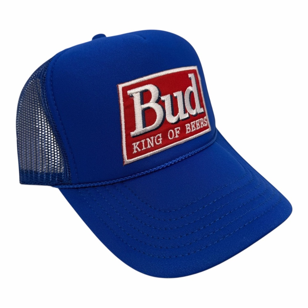 NEW VINTAGE STYLE BUD BEER BLUE PARTY TRUCKER HAT CAP ADULT SIZE TRENDY